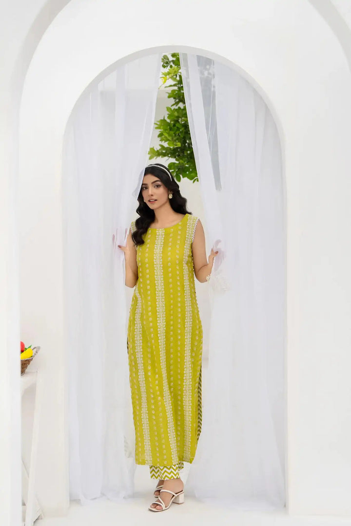 Izel Chikankari Lawn Embroidered Stitched 2PC - Rabiya Hassan