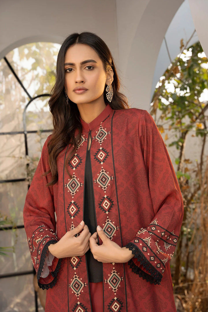 Maroon Matrix Georgette Printed Stitched 2 PC - Rabiya Hassan