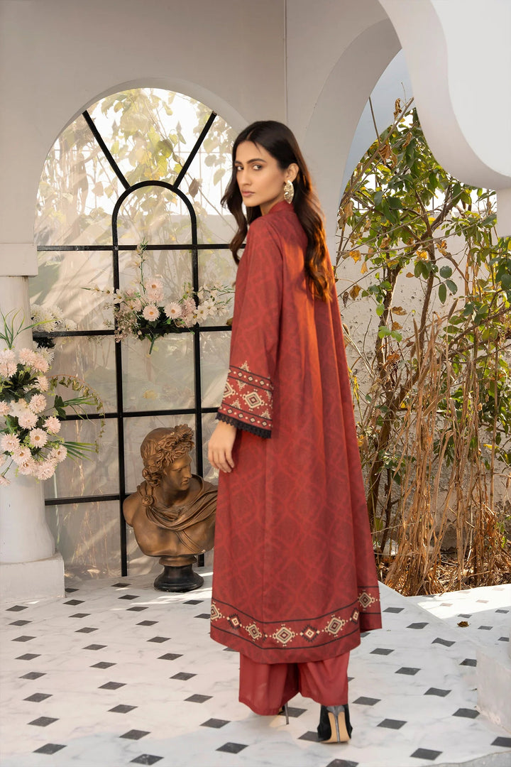 Maroon Matrix Georgette Printed Stitched 2 PC - Rabiya Hassan