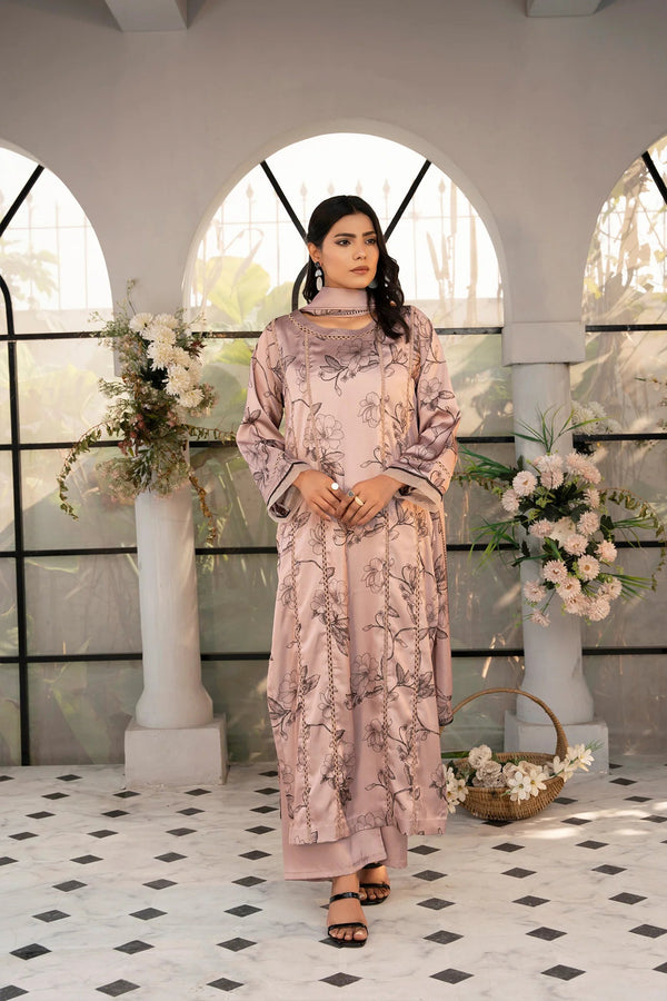 Mystic Floret Silk Printed Stitched 3 PC - Rabiya Hassan