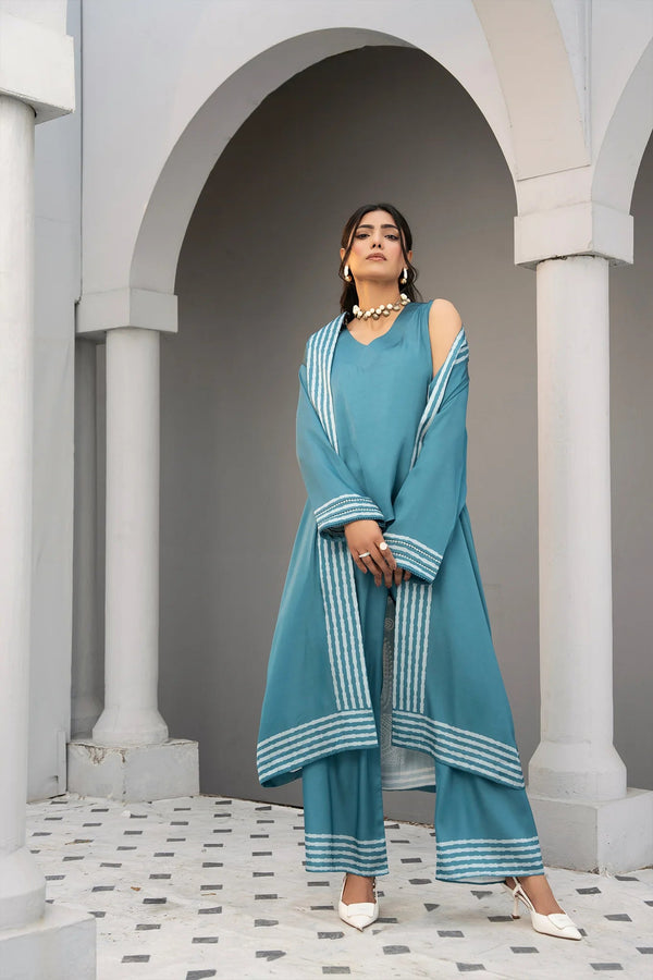Ocean Muse Silk Printed Stitched 3 PC - Rabiya Hassan
