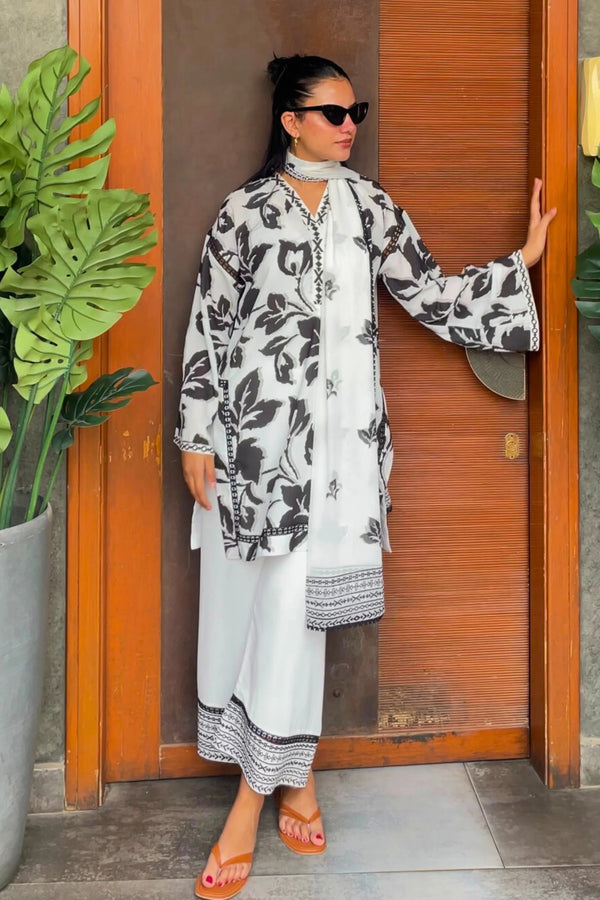 Shadow Petals Georgette Printed Stitched 3 PC - Rabiya Hassan
