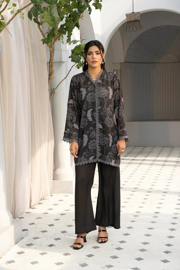 Slate Noir Georgette Printed Stitched 2 PC - Rabiya Hassan