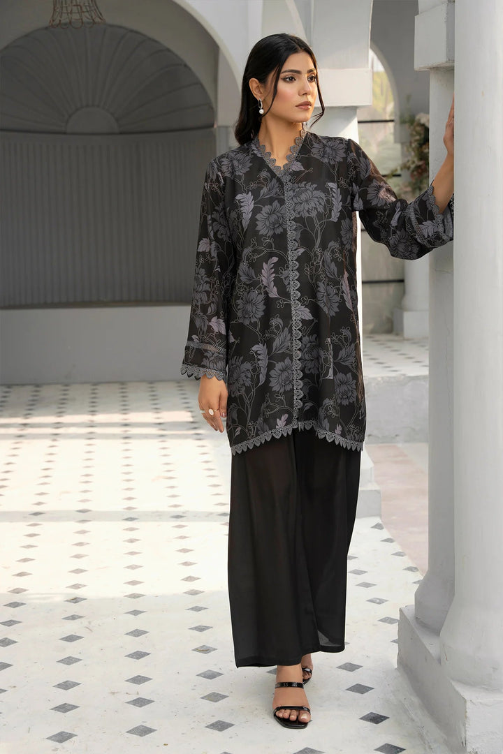 Slate Noir Georgette Printed Stitched 2 PC - Rabiya Hassan