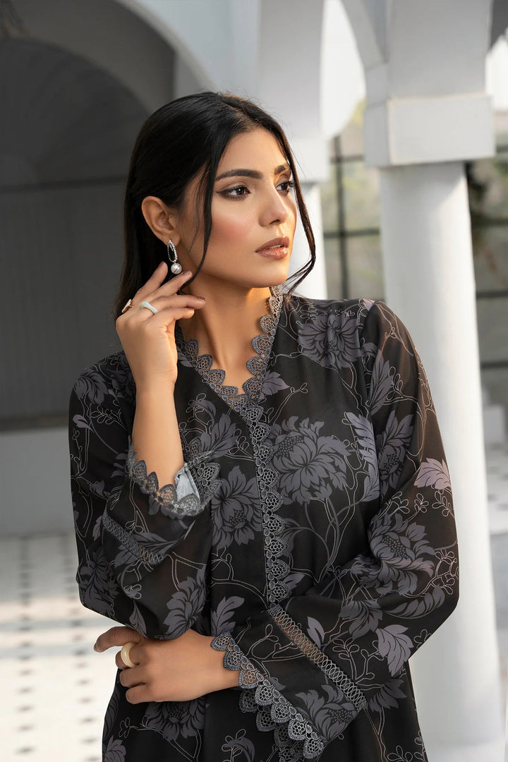Slate Noir Georgette Printed Stitched 2 PC - Rabiya Hassan