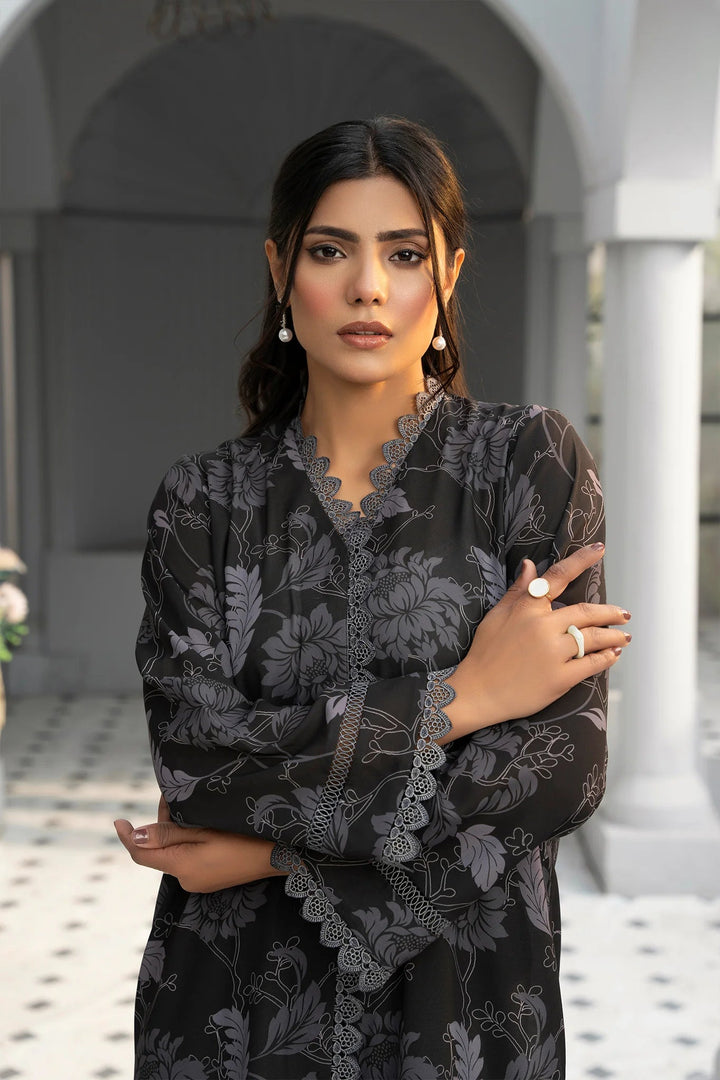 Slate Noir Georgette Printed Stitched 2 PC - Rabiya Hassan