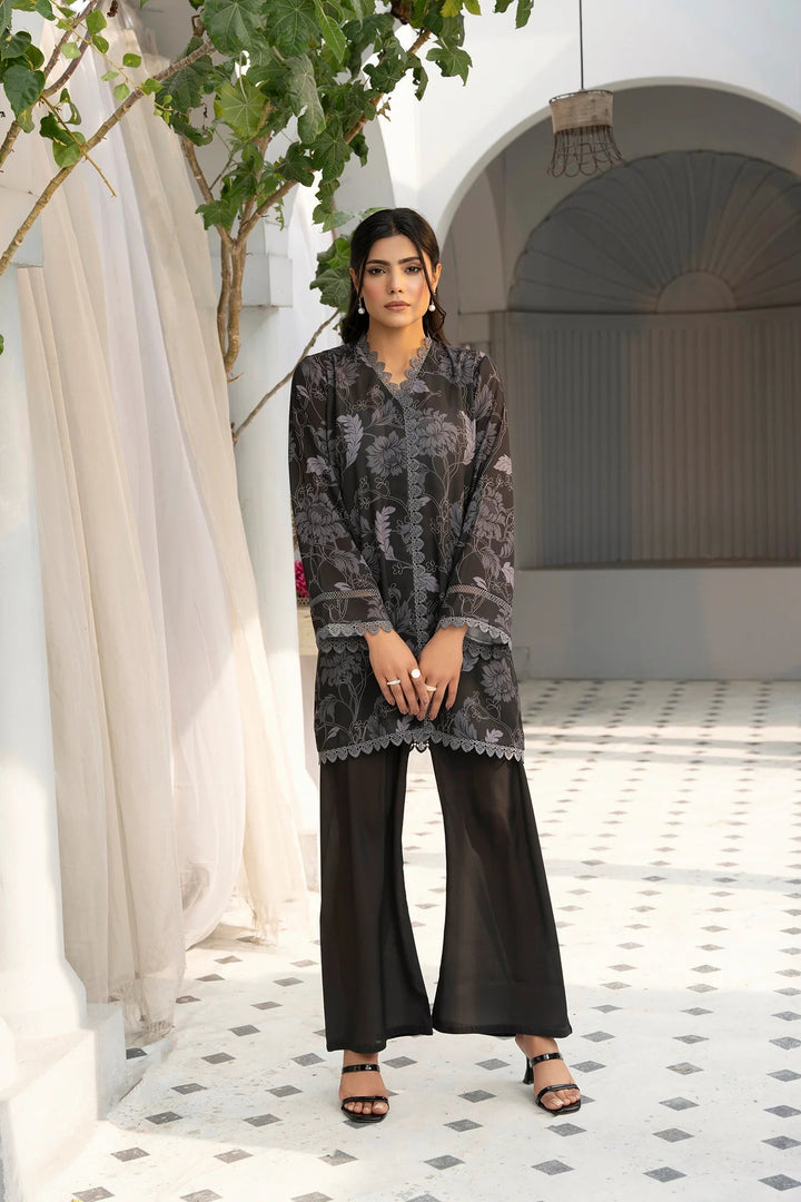 Slate Noir Georgette Printed Stitched 2 PC - Rabiya Hassan