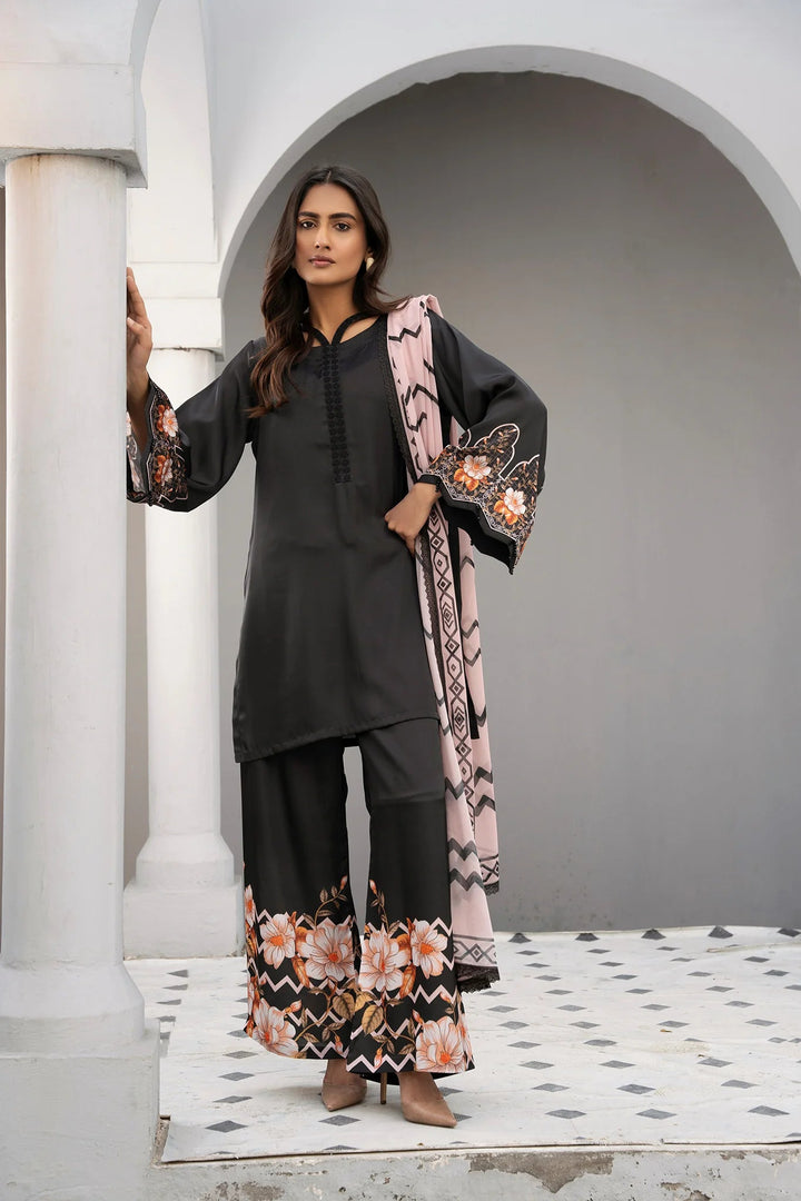 Soft Bloom Silk Printed Stitched 3 PC - Rabiya Hassan