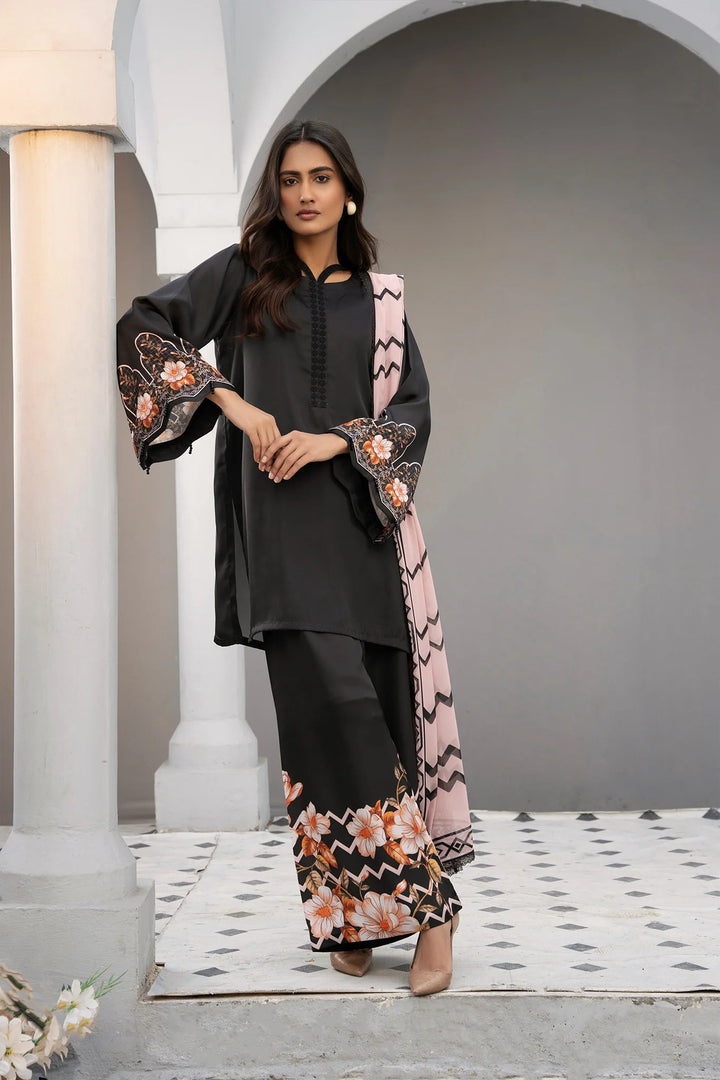 Soft Bloom Silk Printed Stitched 3 PC - Rabiya Hassan