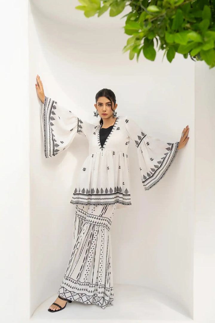 Zavesa Cotton Silk Printed Stitched 2PC - Rabiya Hassan